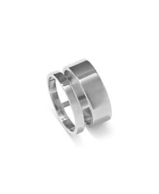 18K White Gold Berbere Polished Double Ring