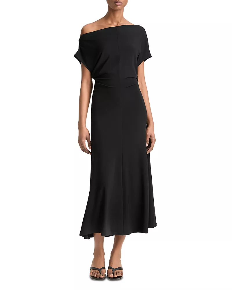 Vince Matte Jersey Off-the-Shoulder Midi Dress