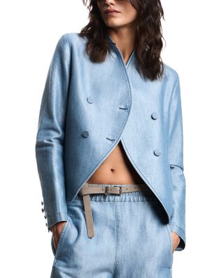 Cotton Blend Denim Metal Look Blazer