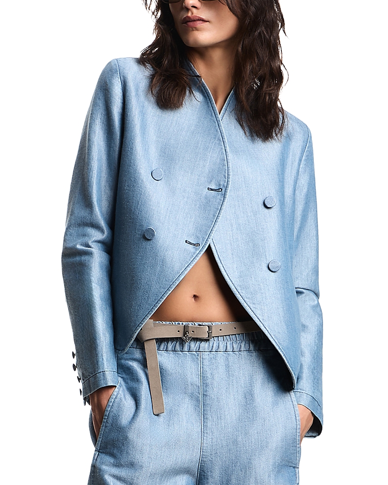 Emporio Armani Cotton Blend Denim Metal Look Blazer