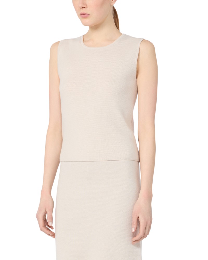 Max Mara Mxmgiochi Wool Cashmere Sleeveless Sweater in Beige