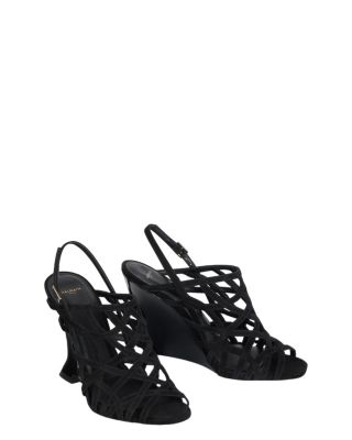 Balmain Women's Wedge Cage Sandals in Suede