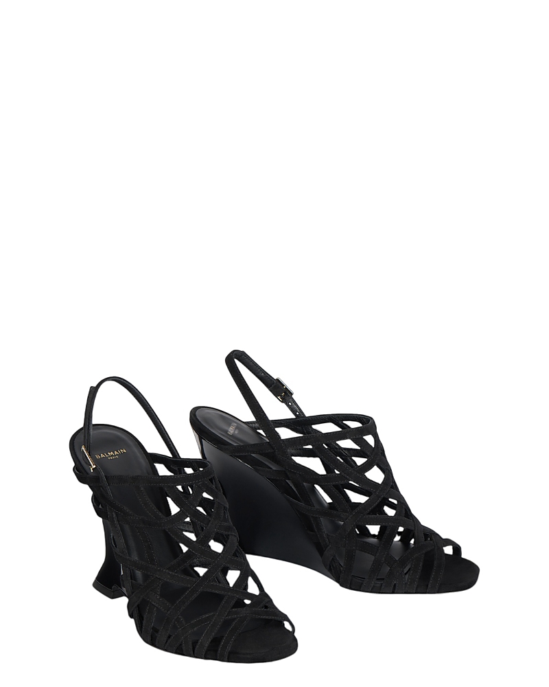 Balmain Women's Wedge Cage Sandals in Suede