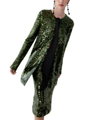 Carolina Herrera Sequin Embellished Tie Neck Cardigan