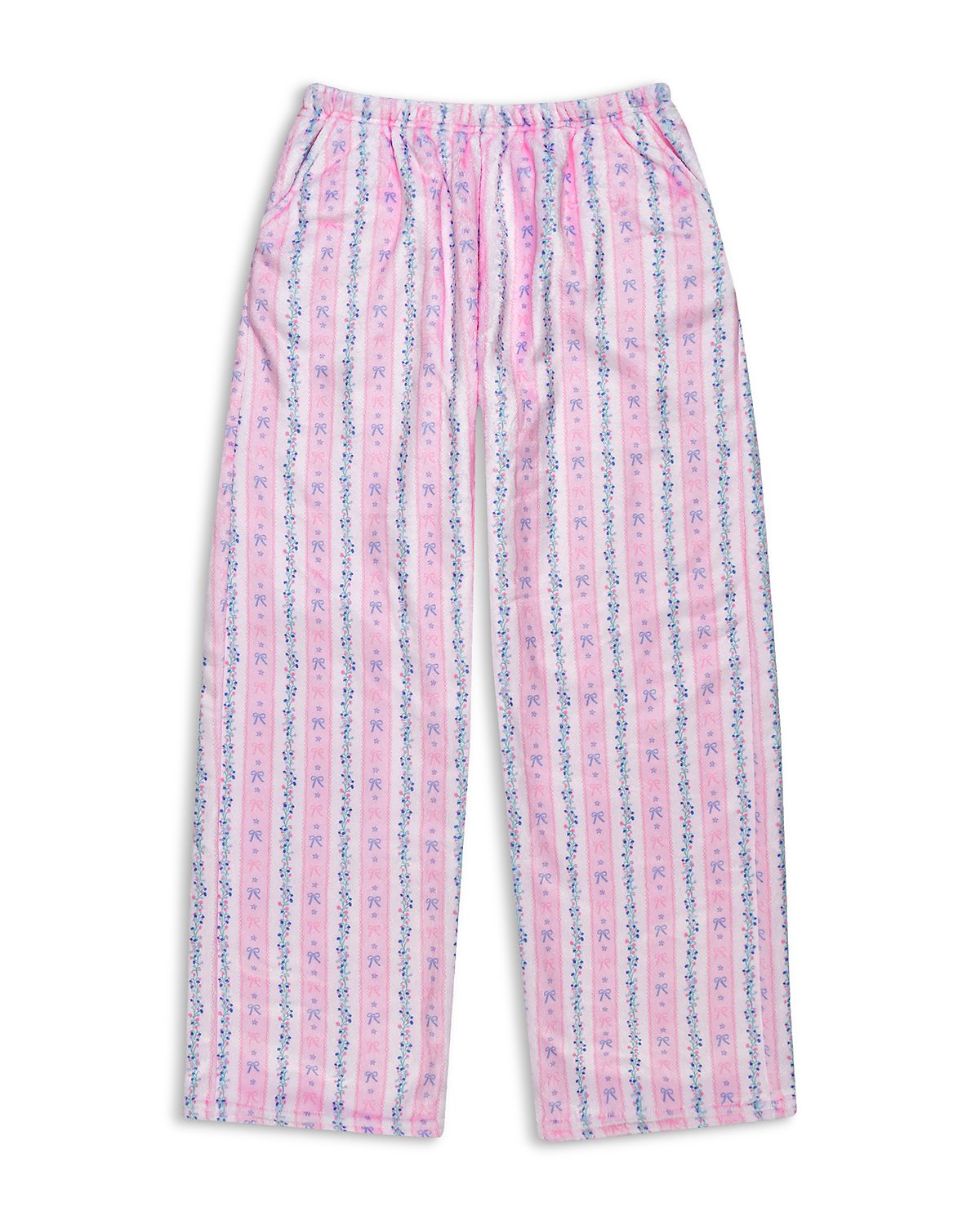Iscream Girls' Floral Stripes Printed Plush Pants - Little Kid, Big Kid