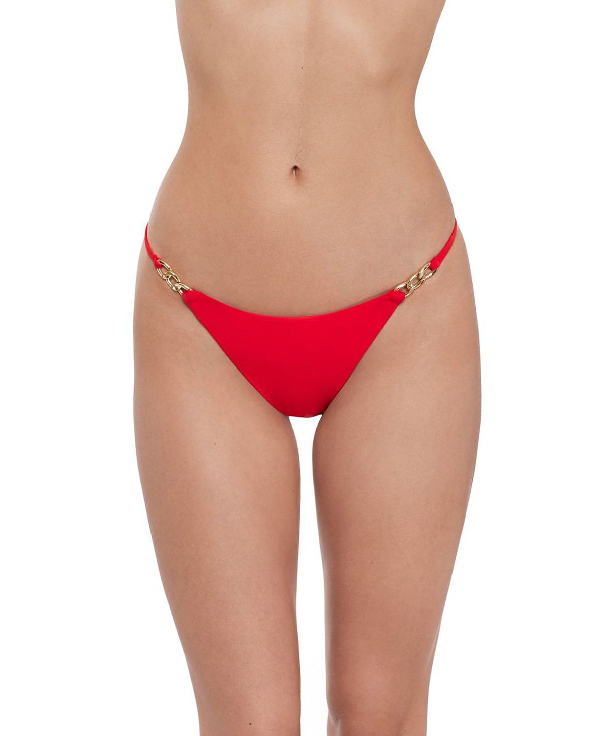 Steve Madden Strap Side Bikini with Gold Chain Trim Bottom