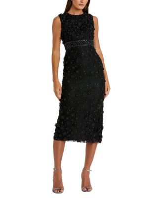  Petite Sleeveless Floral Applique Midi Dress