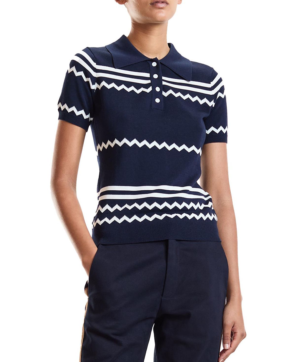 Cynthia Rowley Ziggy Cropped Knit Polo