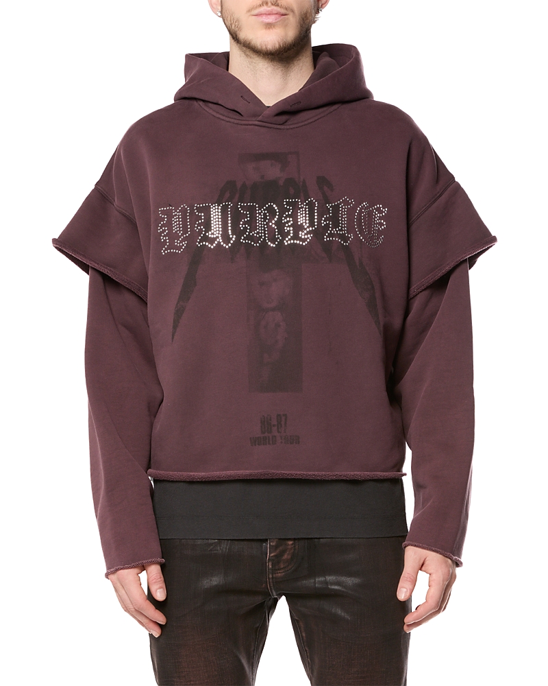 Purple Brand Tactical Layer Logo Graphic Cotton Hoodie