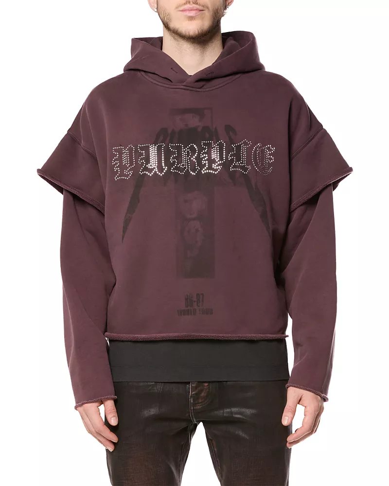 Purple Brand Tactical Layer Logo Graphic Cotton Hoodie