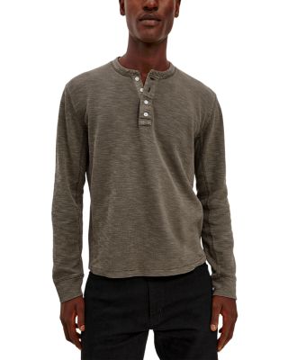 Relaxed Cotton Blend Henley Shirt