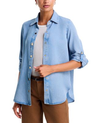 Gillian Denim Button Up Shirt in Light Blue