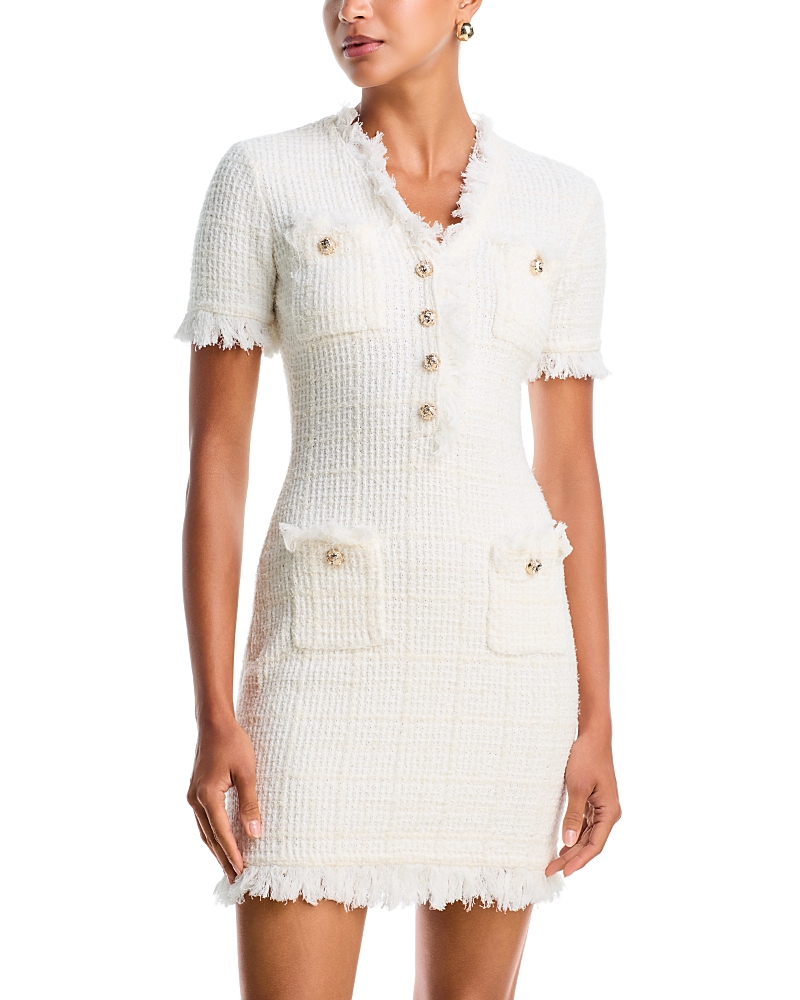 Self-Portrait Cream Textured Knit Dress