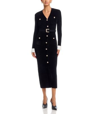 Black Chenille Knit Midi Dress