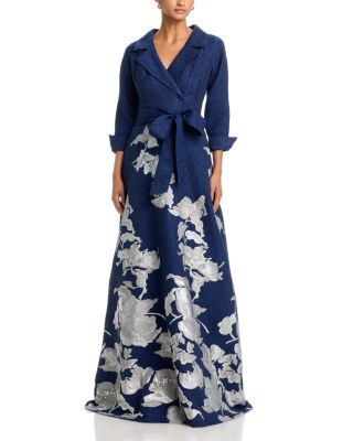 Textured Metallic Jacquard Gown