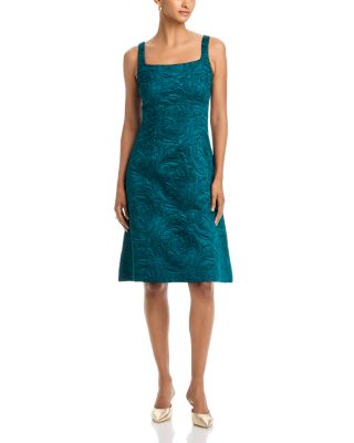Jacquard Embossed Floral Motif Tank Dress
