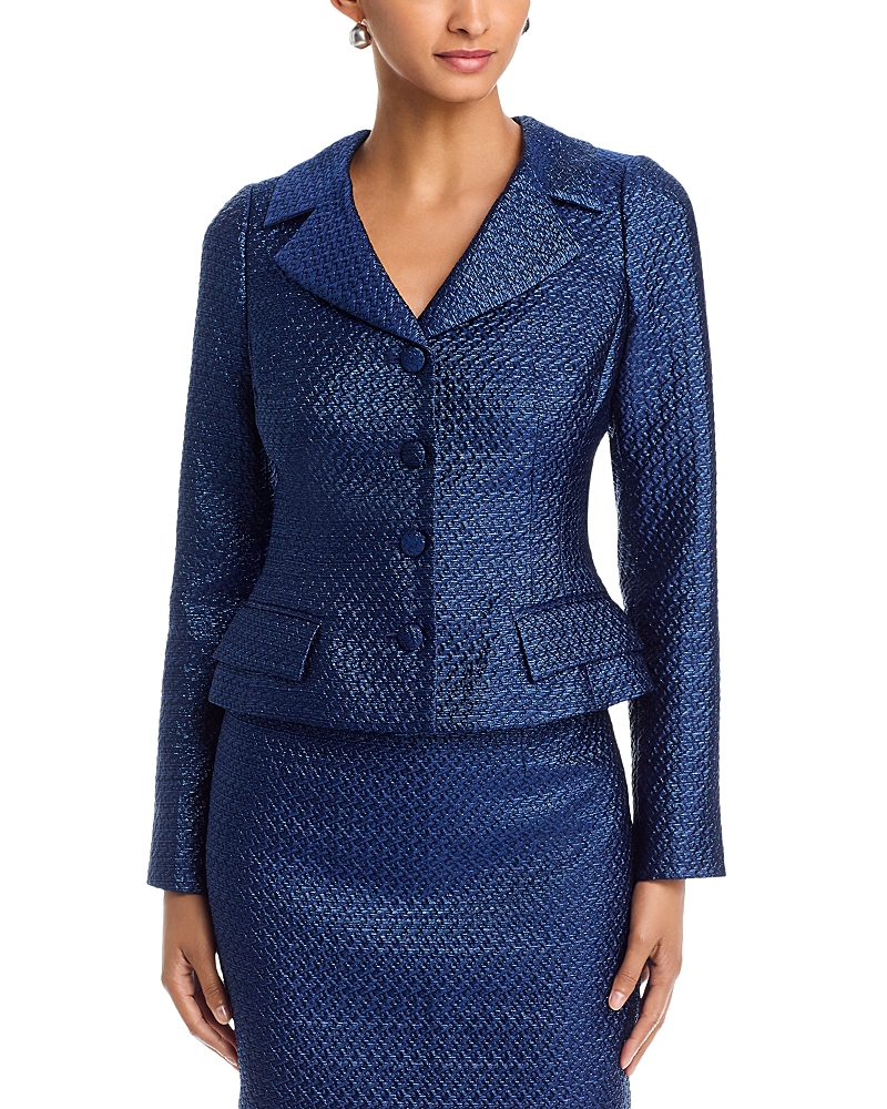 Teri Jon by Rickie Freeman Shimmer Basket Weave Jacquard Blazer