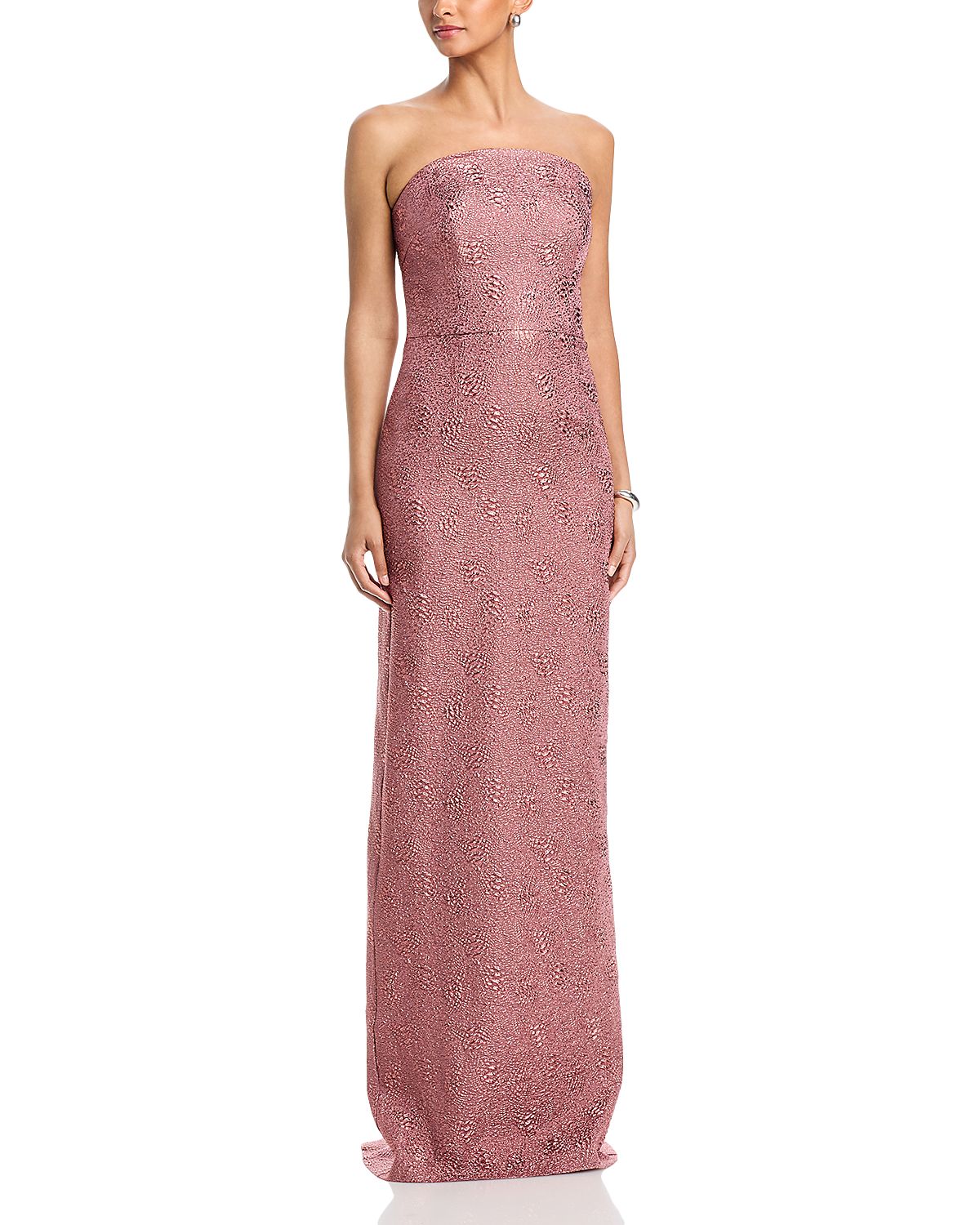Teri Jon by Rickie Freeman Metallic Jacquard Strapless Gown