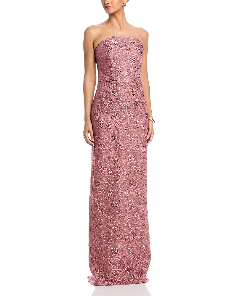 Teri Jon by Rickie Freeman Metallic Jacquard Strapless Gown