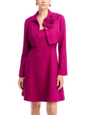 Boucl&eacute; Flower Corsage Appliqu&eacute; Bolero Jacket