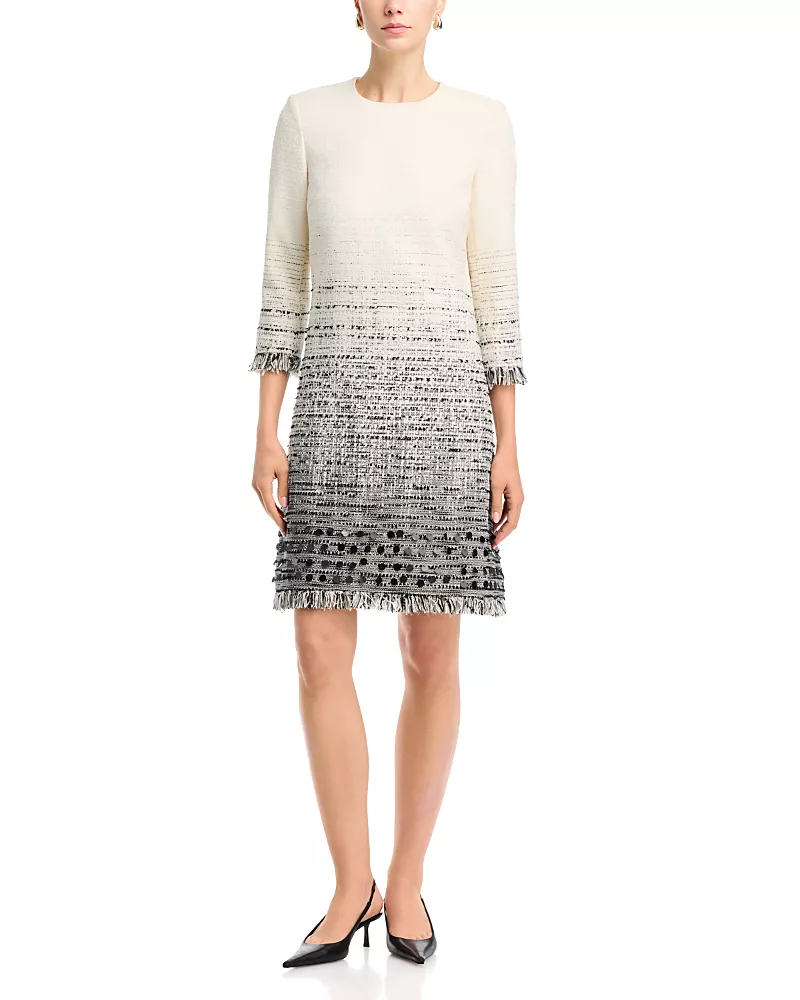 Teri Jon by Rickie Freeman Tweed Ombre Dress