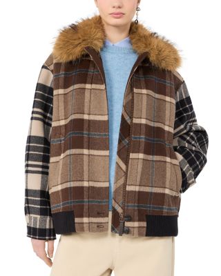 Wkddivina Faux Fur Collar Bomber Jacket