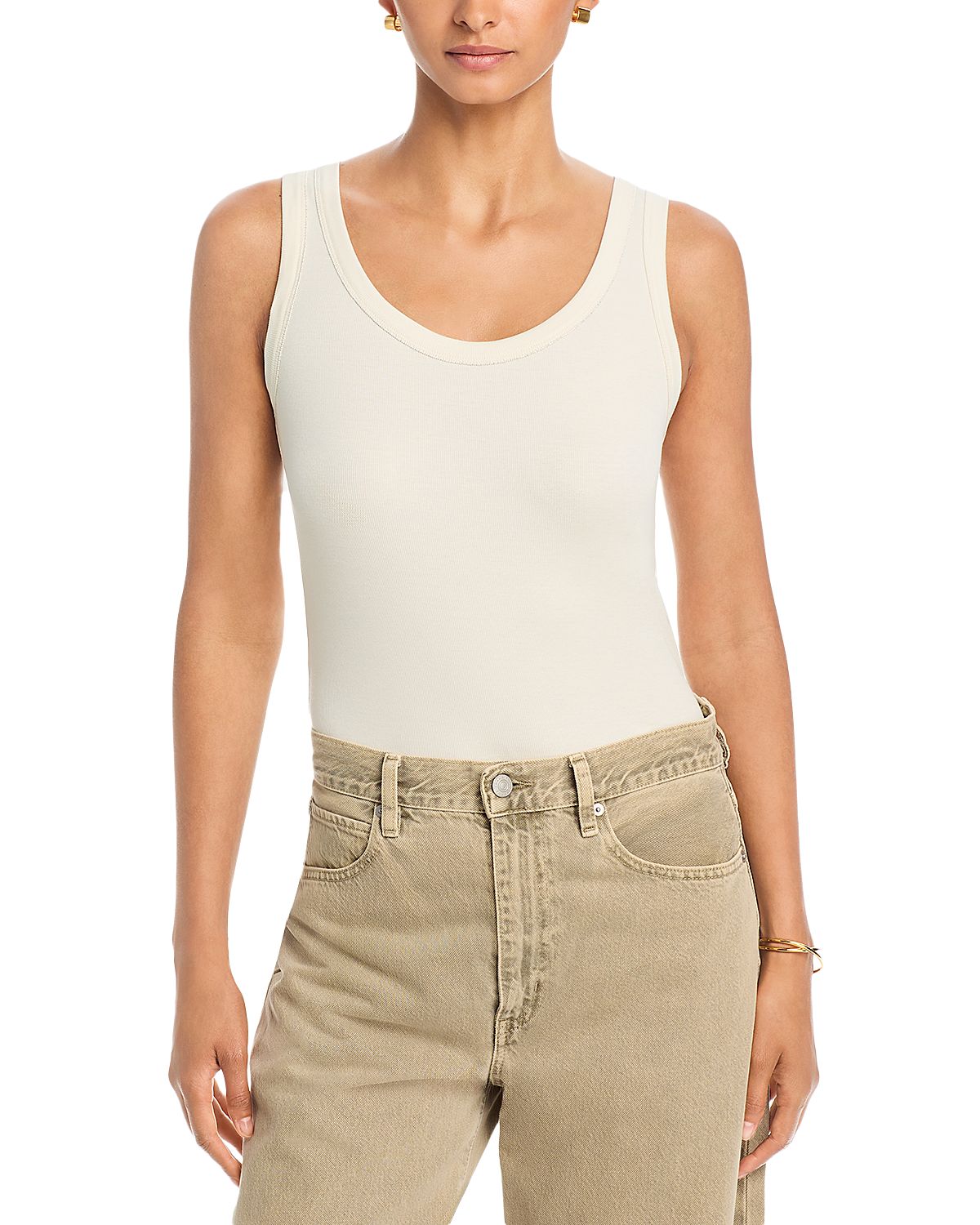 Fabiana Filippi Cotton Stretch Scoop Neck Tank Top