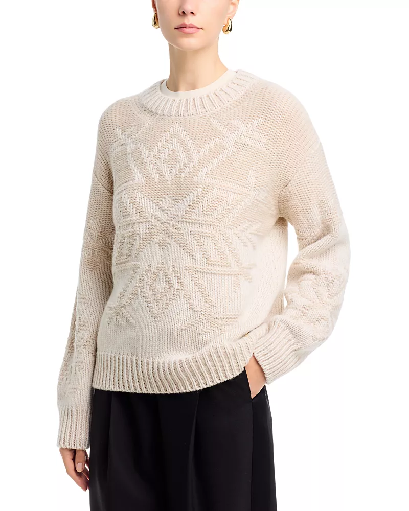 Herno Snowflake Cashmere-Blend Crewneck Sweater