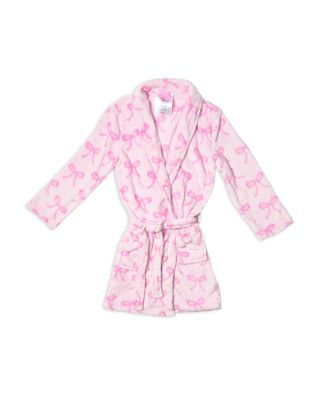 Girls' Striped Bow Print Cozy Robe - Big Kid