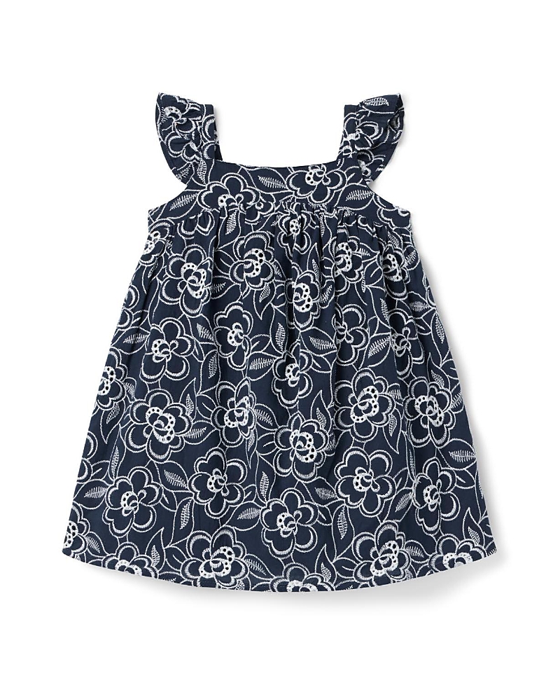 Janie and Jack Girls' Embroidered Floral Flutter Sleeve Dress - Baby, Little Kid, Big Kid
