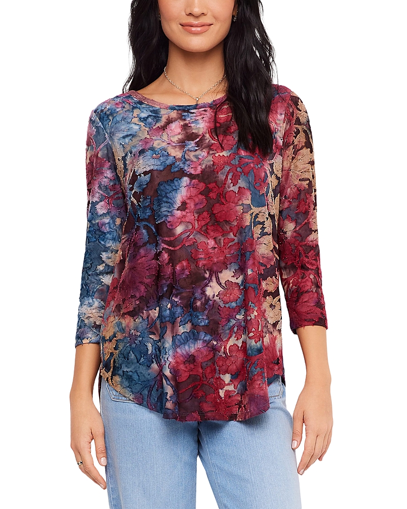 Karen Kane Tie Dye Burnout Shirttail Hem Top