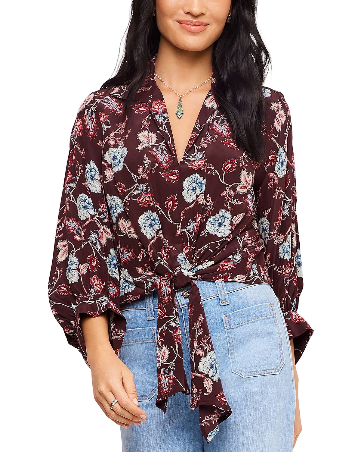 Karen Kane Blouson Sleeve Tie Front Top