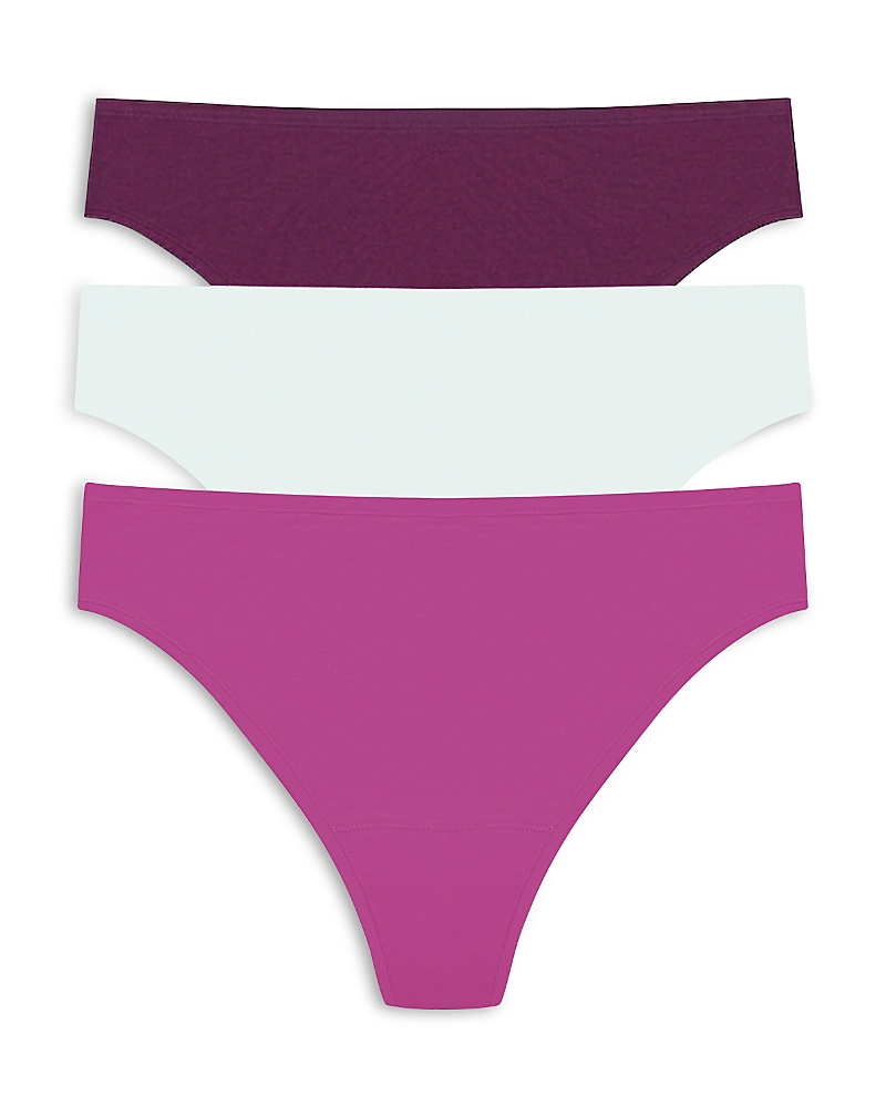 Natori Bliss Bare Cotton Thong 3-pack In Multi