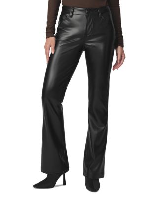 Faux Leather Mid Rise Jeans in Black