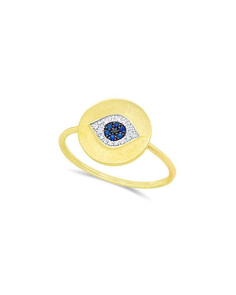 Meira T 14K White & Yellow Gold Blue Sapphire & Black and White Diamond Evil Eye Ring