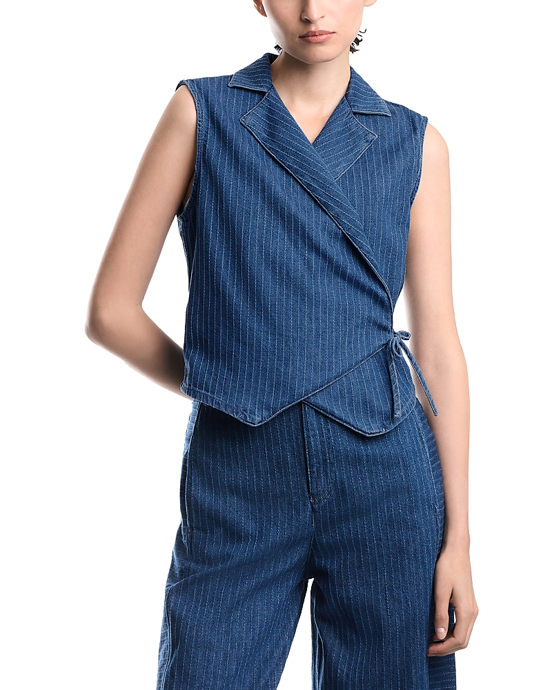 Emporio Armani Pinstriped Cotton Denim Waistcoat