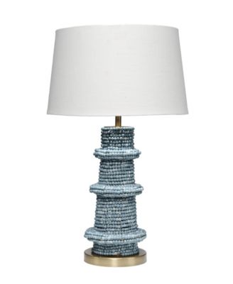  Rowan Wood Beaded Table Lamp with Linen Shade