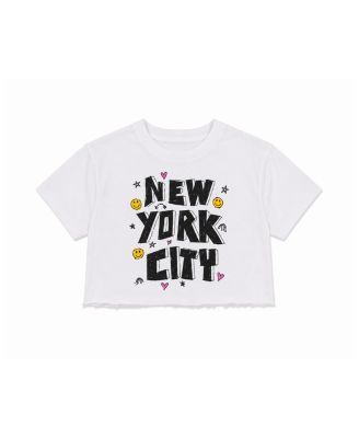 Girls' NY City Doodle Distressed Crop Top - Big Kid