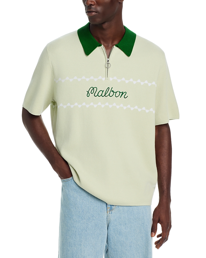 Malbon Benny Quarter Zip Cotton Logo Polo Shirt