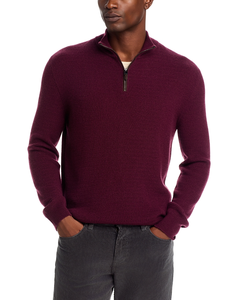 Canali Wool & Cashmere Textured Quarter Zip Knit Sweater