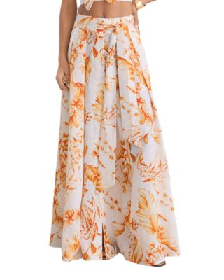 Milly Floral Print Linen Skirt