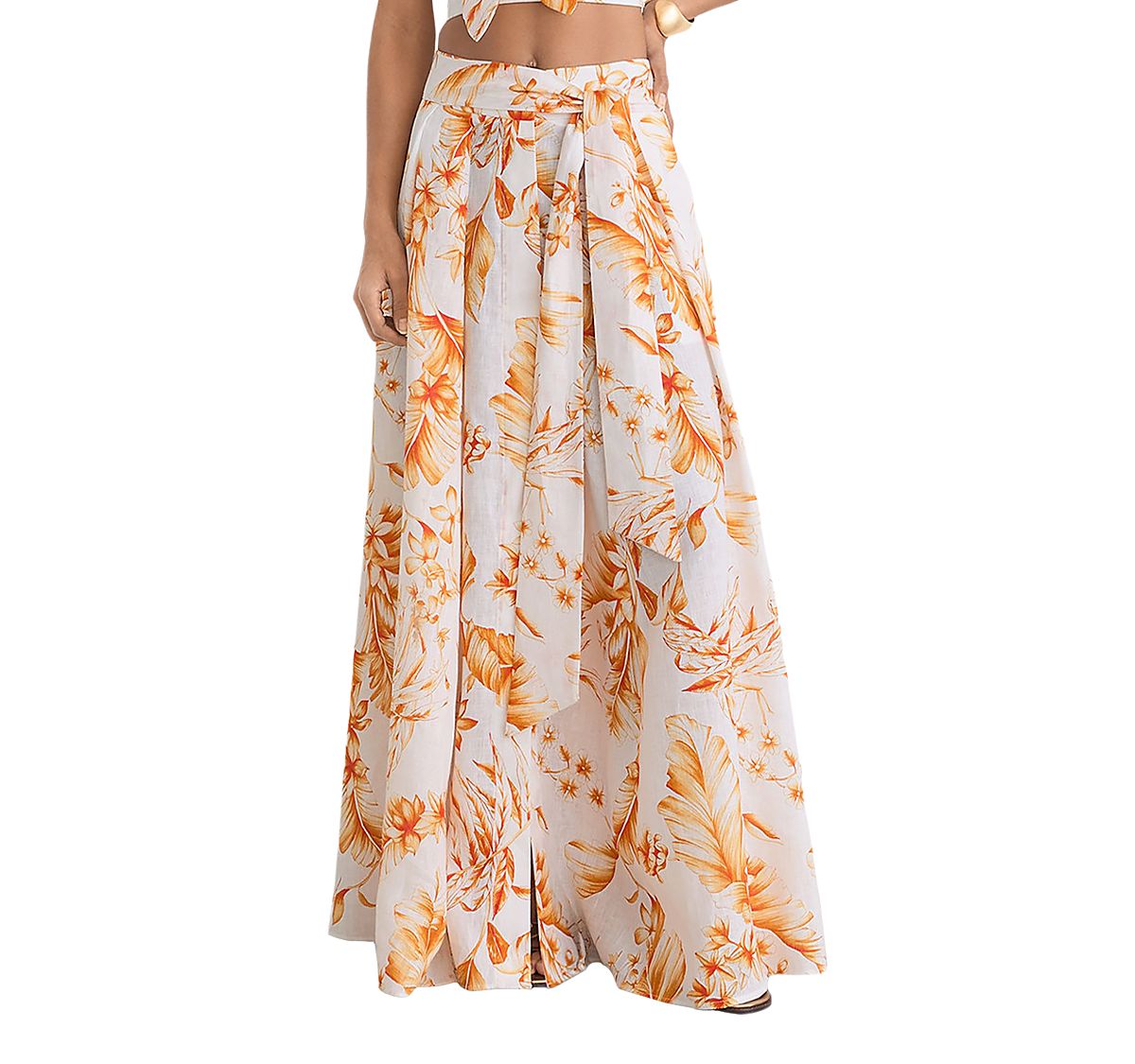 Reiss Milly Floral Print Linen Skirt