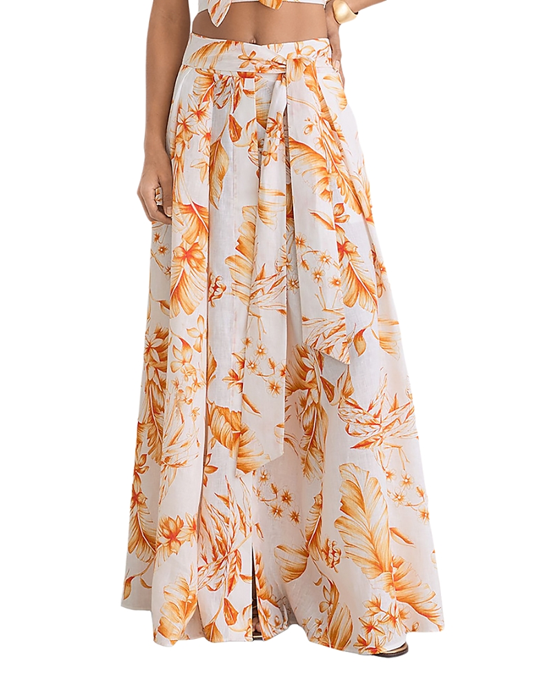 Reiss Milly Floral Print Linen Skirt