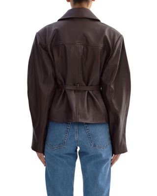 Pearl Leather Collared Jacket - thumbnail 3