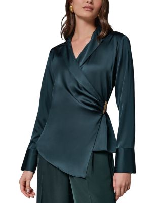 Hardware Trim Side Ruched Blouse