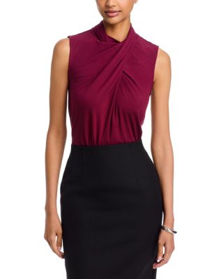Sleeveless Asymmetrical Draped Neck Top