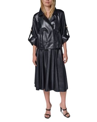 Faux Leather Roll Sleeve Jacket - thumbnail 2