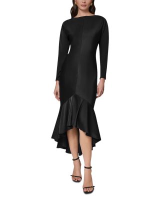 Satin High Low Flounce Hem Dress