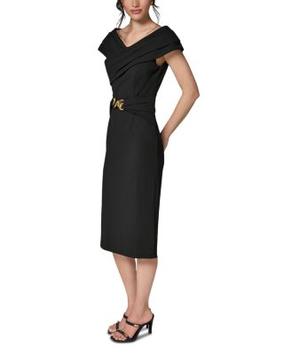Portrait Neck Hardware Trim Sheath Dress - thumbnail 5