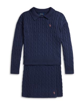 Girls' Cable-Knit Cotton Sweater & Skirt - Big Kid